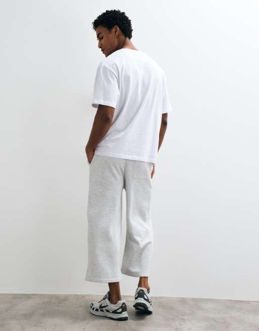 ASOS DESIGN short en jean long oversize avec passepoil et imprimé, gris clair, 5 de 5