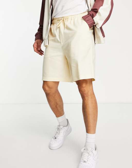 ASOS DESIGN - Short en lin coupe carrée - Jaune pâle
