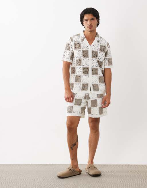 ASOS DESIGN - Short en maille crochetée - Sauge/écru, 3 de 5