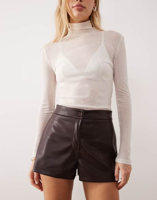 ASOS DESIGN - Short en PU à taille mi-haute - Marron chocolat, 5 de 5