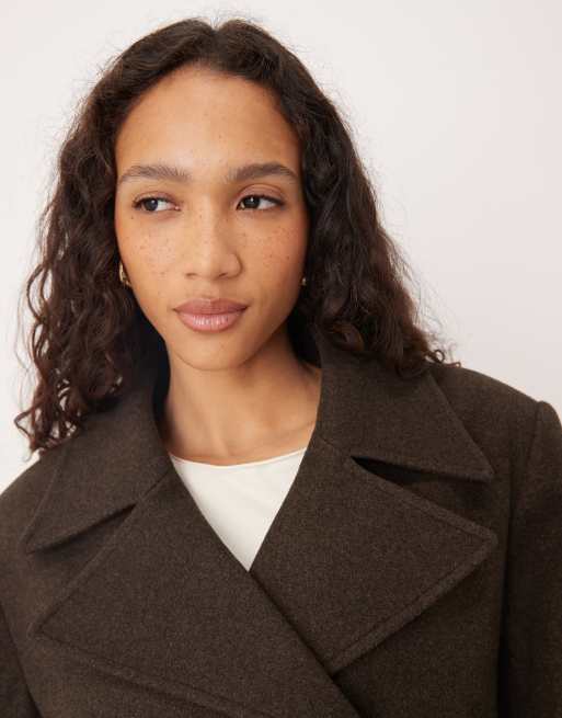 ASOS DESIGN short formal trench coat in chocolate