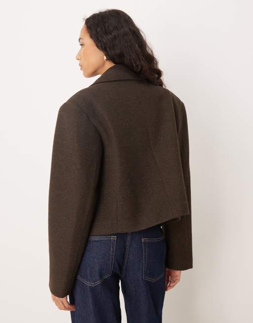 ASOS DESIGN short formal trench coat in chocolate
