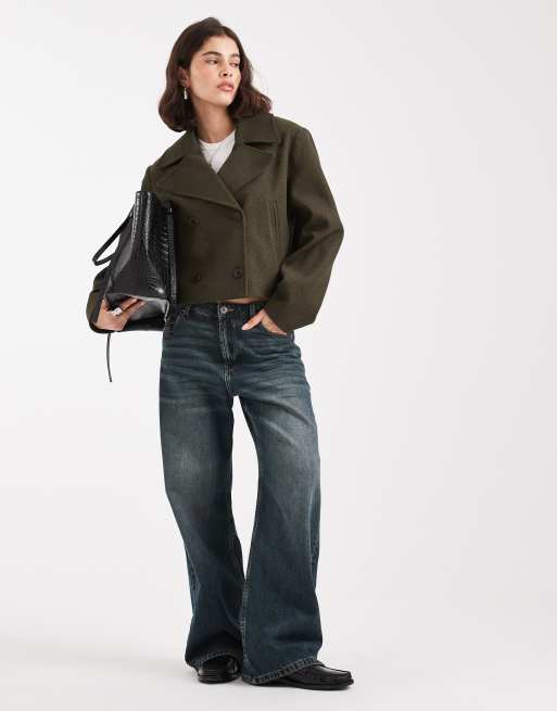 ASOS DESIGN short formal trench coat in khaki
