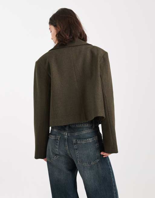 ASOS DESIGN short formal trench coat in khaki