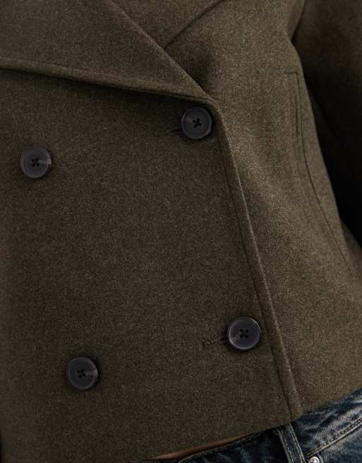 ASOS DESIGN short formal trench coat in khaki