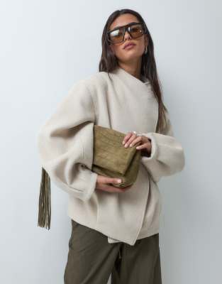 Asos Design Short Formal Waterfall Coat With Wool In White