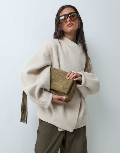 ASOS DESIGN short formal waterfall coat with wool in cream - view 1