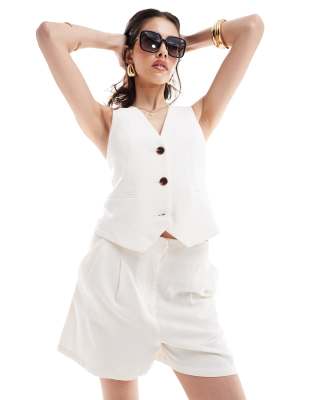 ASOS DESIGN - Short habillé à pinces en lin - Blanc - view 1