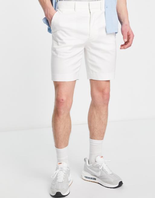 ASOS DESIGN - Short habillé ajusté en lin mélangé - Blanc