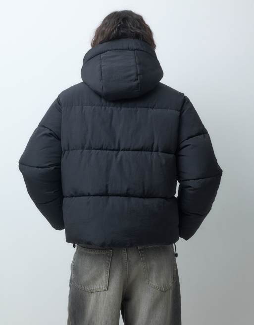 ASOS DESIGN short hooded padded jacket in black, 2 of 4