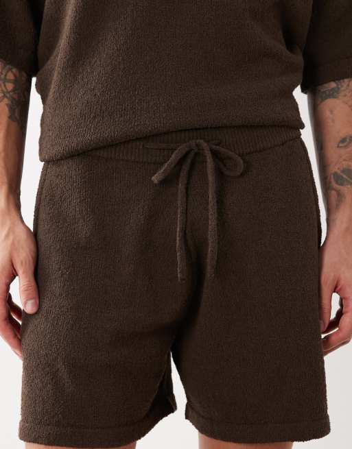 ASOS DESIGN - Short large d'ensemble en maille bouclée - Marron, 4 de 5
