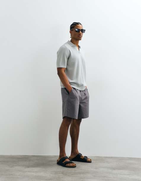 ASOS DESIGN - Short large mi-long en lin mélangé - Gris - view 1