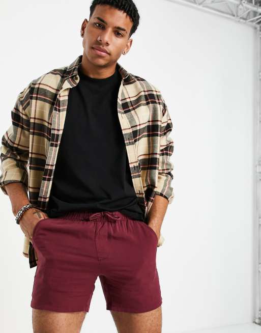 ASOS DESIGN - Short léger court et ajusté - Bordeaux 