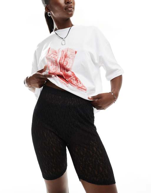 ASOS DESIGN - Short legging en dentelle - Noir