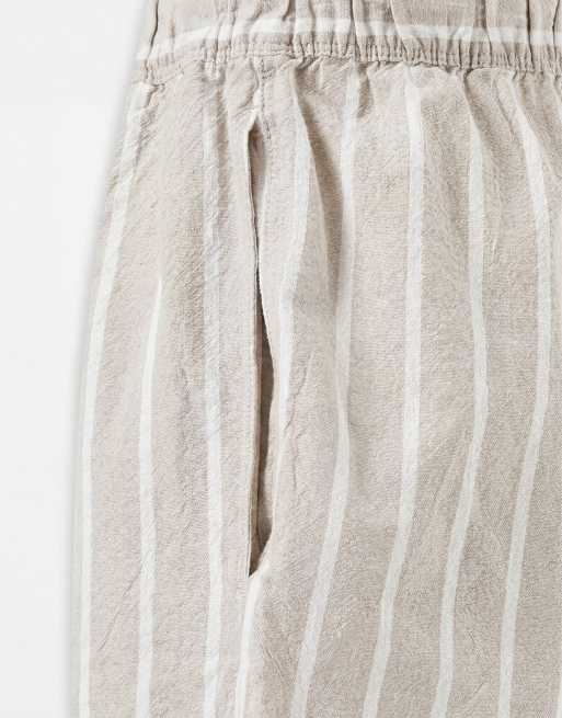 ASOS DESIGN short length linen look striped shorts in green - part of a set, 9 of 9