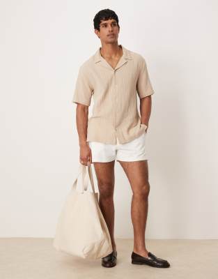 ASOS DESIGN short length shorts in off white