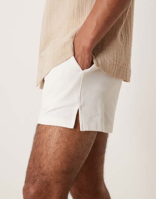 ASOS DESIGN short length shorts in off white