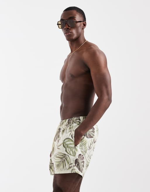 ASOS DESIGN short length swim shorts in holiday print, 3 of 5