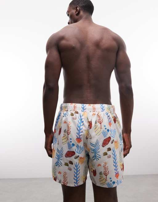 ASOS DESIGN short length swim shorts with reef print in multi, 5 of 5