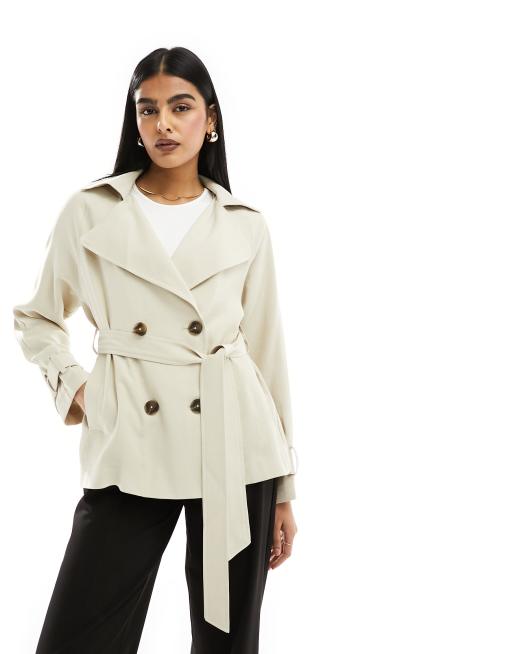 Short tie waist trench coat on sale