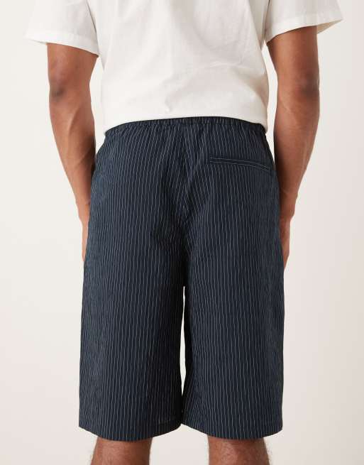 ASOS DESIGN - Short long à enfiler à rayures fines - Bleu marine, 3 de 5