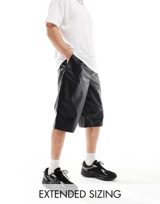 ASOS DESIGN - Short long en similicuir - Noir