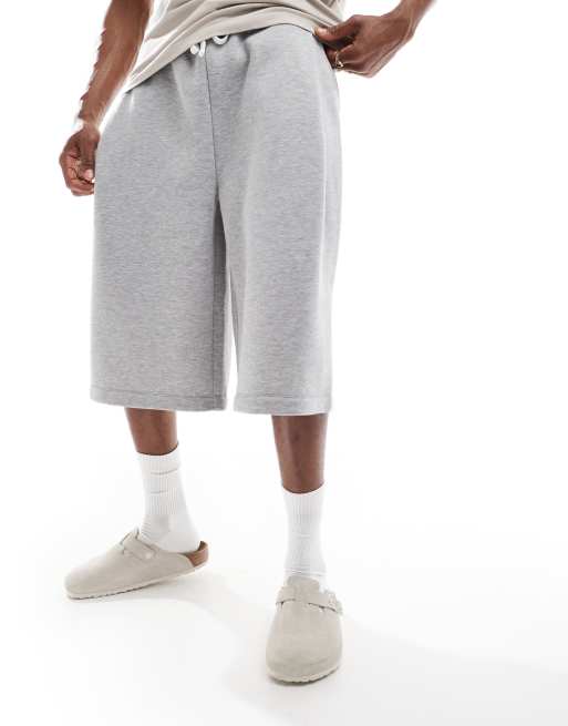 ASOS DESIGN oversized longer length short in gray heather