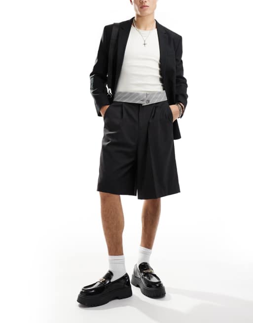 ASOS DESIGN - Short long habillé avec double taille - Anthracite
