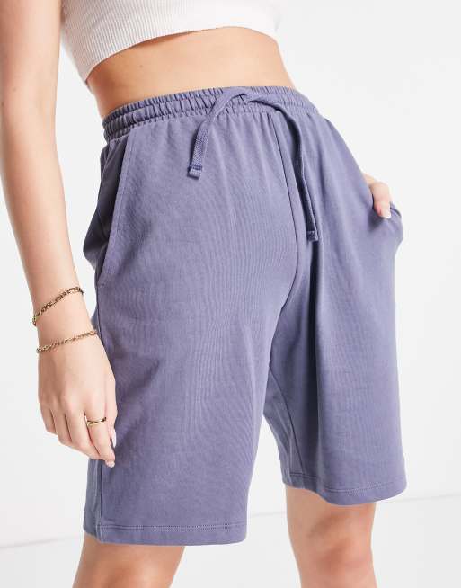 ASOS DESIGN - Short long taille mi-haute style années 90 en molleton - Pétrole - MULTI, 2 de 4