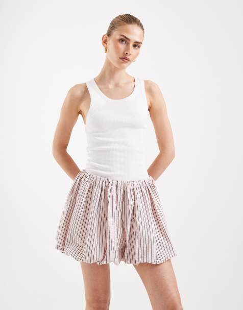 ASOS DESIGN - Short met bolle pijpn in roze met bruine strepen, deel van co-ord set - view 1