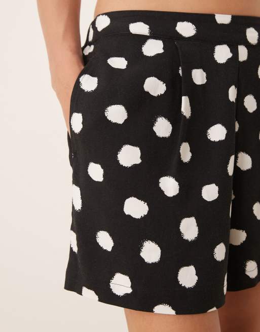 ASOS DESIGN - Short met elastische taille in zwart-witte stippenprint, 3 van 5