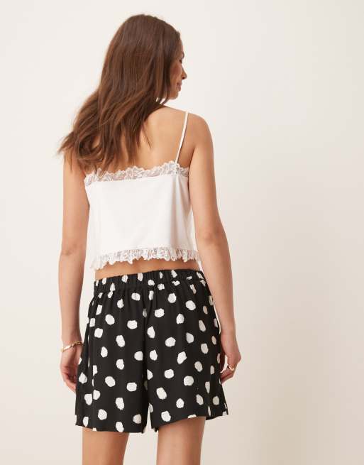 ASOS DESIGN - Short met elastische taille in zwart-witte stippenprint, 4 van 5