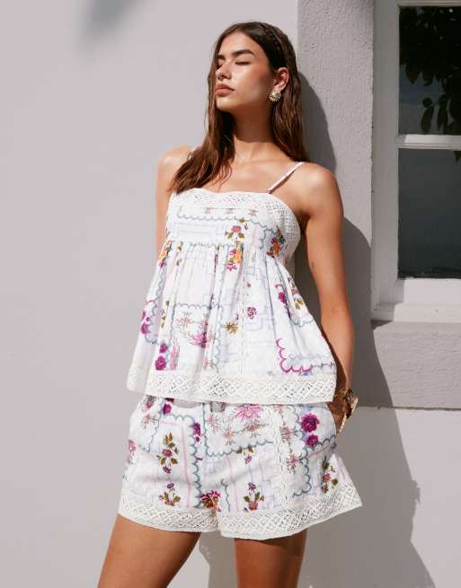 ASOS DESIGN - Short met kanten randje en tafelkleedprint, deel van co-ord set, 2 van 5