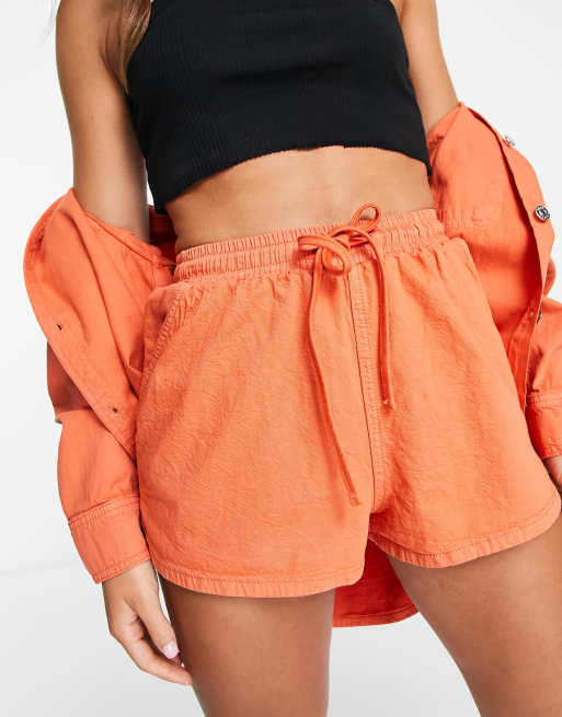 ASOS DESIGN - Short met vetersluiting in de taille in oranje, deel van co-ord set 