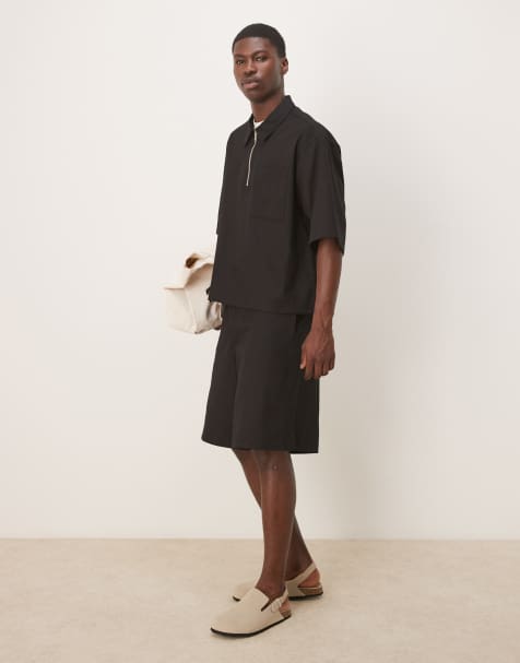 ASOS DESIGN - Short met wijde pijpen in zwart, deel van co-ord set - view 1