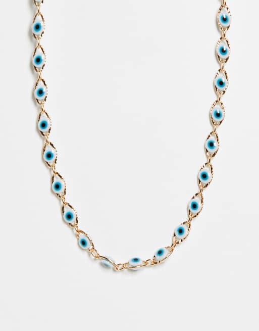ASOS DESIGN short necklace in eye design in gold tone