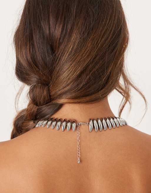 ASOS DESIGN short necklace with abstract links in silver tone | ASOS