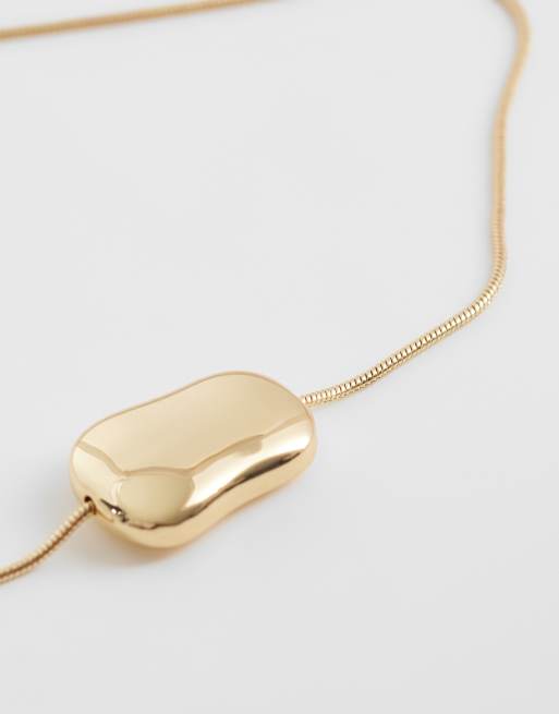 ASOS DESIGN short necklace with clean molten pendant in gold tone, 2 of 4