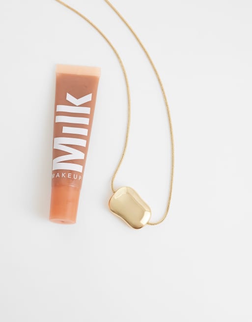 ASOS DESIGN short necklace with clean molten pendant in gold tone, 4 of 4