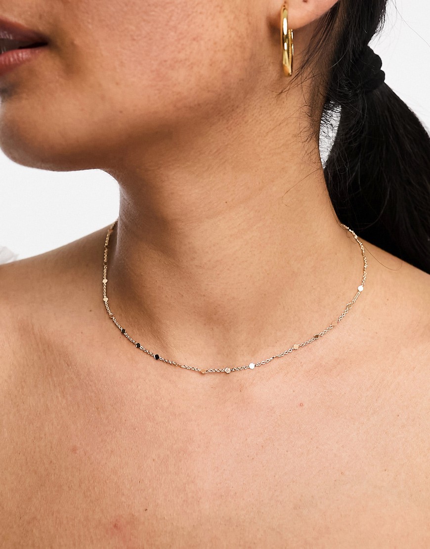 ASOS DESIGN short necklace with dash design in gold tone