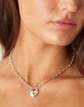 [ASOS DESIGN] ASOS DESIGN short necklace with heart t-bar detail in silver tone No Size SILVER