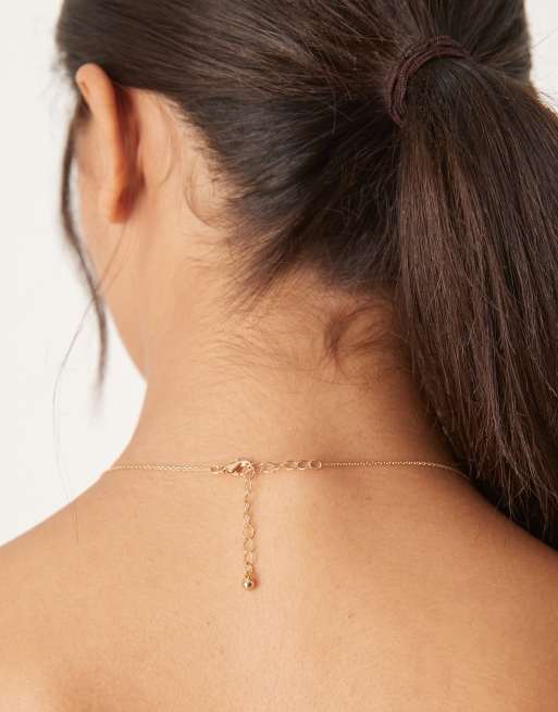 ASOS DESIGN short necklace with large sized faux pearl in gold tone, 3 of 3