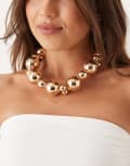 [ASOS DESIGN] ASOS DESIGN short necklace with mixed spherical ball detail in gold tone No Size GOLD