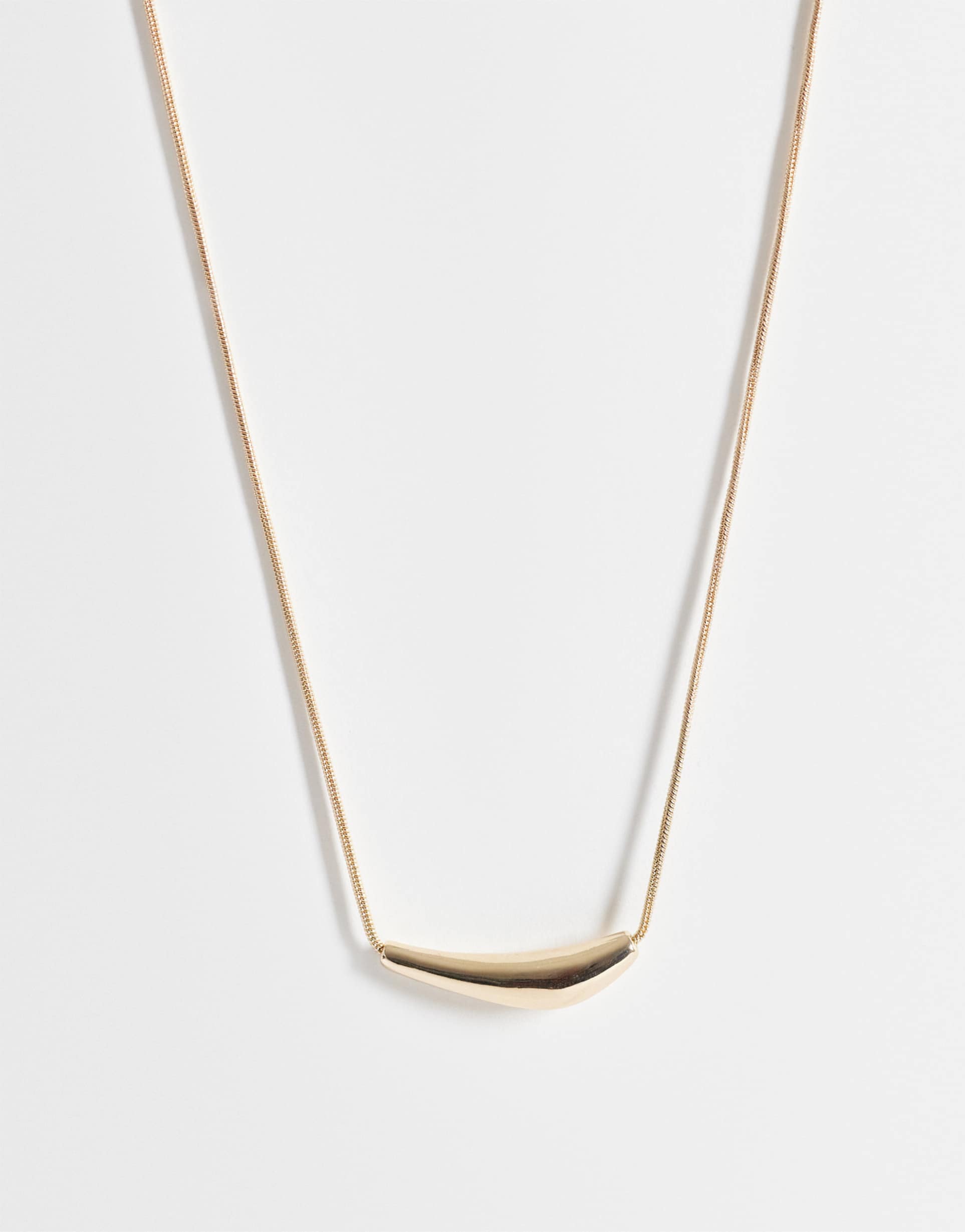 asos design short necklace with molten pendant detail in gold tone