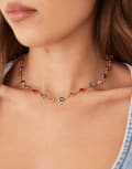 [ASOS DESIGN] ASOS DESIGN short necklace with multi-coloured faux stones in silver tone No Size MULTI