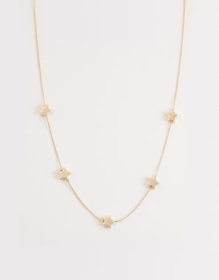 Asos Design Short Necklace With Puffy Star Design In Gold