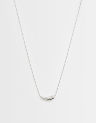 Asos Design Short Necklace With Small Molten Pendant In Pink