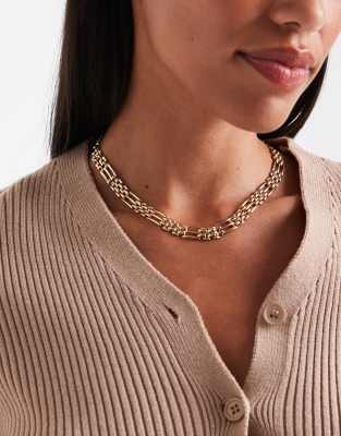 Asos Design Short Necklace With Vintage-style Chain Detail In Gold