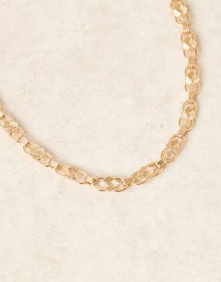 Asos Design Short Necklace With Vintage-style Chain Links In Gold
