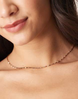 Asos Design Short Necklace With Wiggle Design In Gold Tone